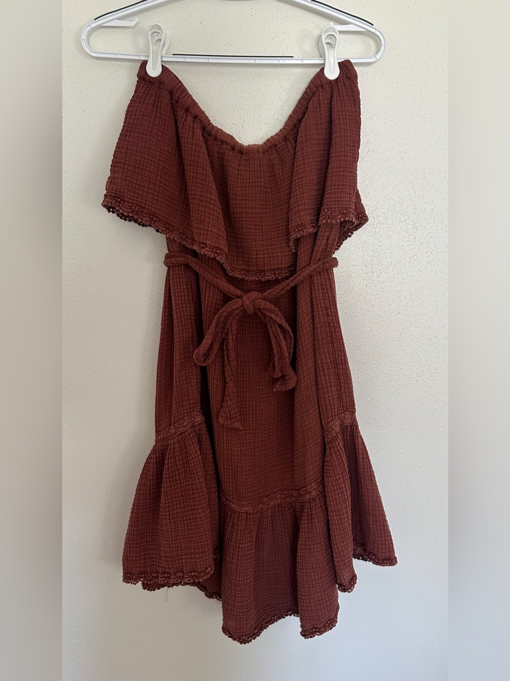 Anthropologie Daily Practice Malibu Mini Dress Brown Size M Boho Gauze